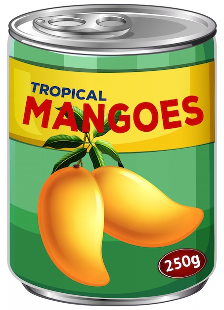 Free vector can of tropical mangoes