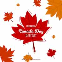 Free vector canada day background with autumn leaves