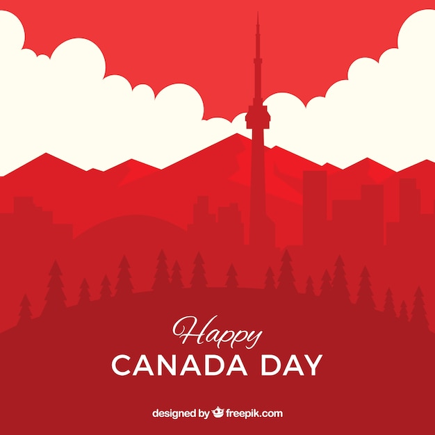 Free vector canada day background with cityscape