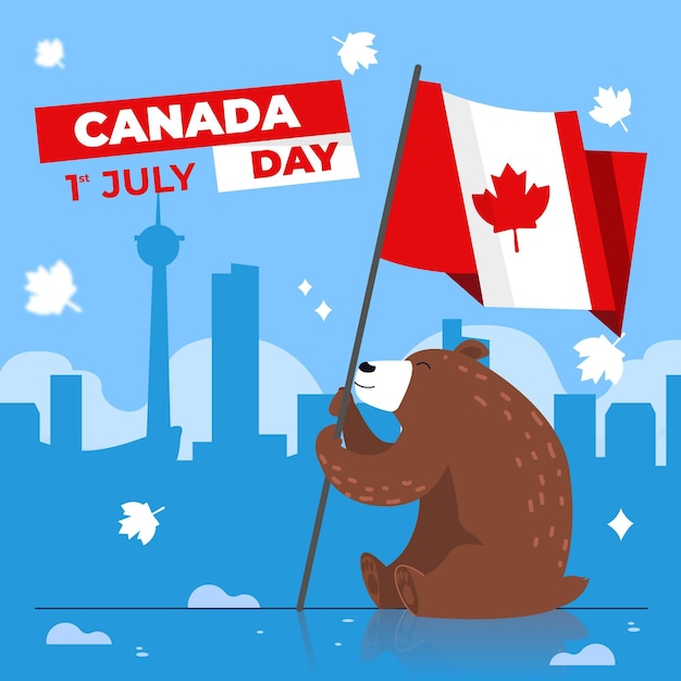 День Канады с флагом медведя