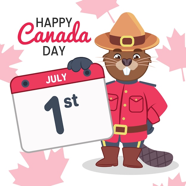 День Канады с бобром и кленовым листом