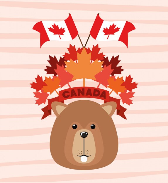 カナダの日とビーバーとカエデの葉