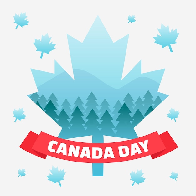 Free vector canada day with maple leaf and trees