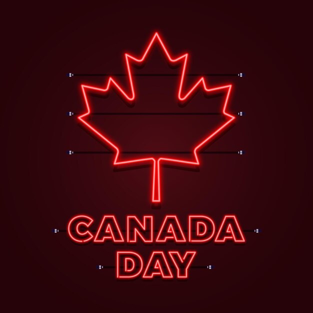 Canada day with neon maple leaf