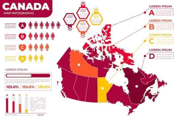 Canada mappa infografica design piatto