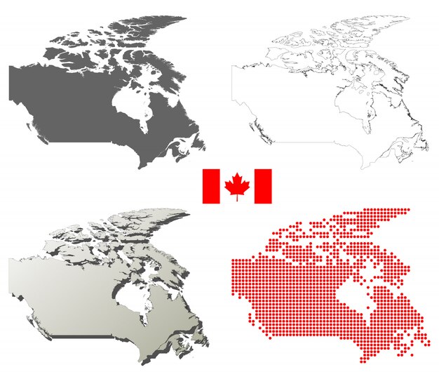 Premium Vector | Canada vector outline map set