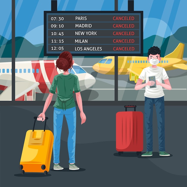 Бесплатное векторное изображение Концепция отмененного рейса