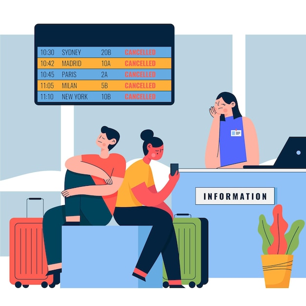 無料ベクター キャンセルされたフライトの図解
