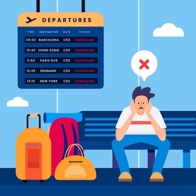 Free vector cancelled flight illustration concept