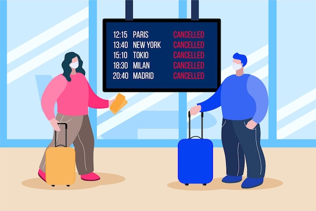 Free vector cancelled flight illustration concept