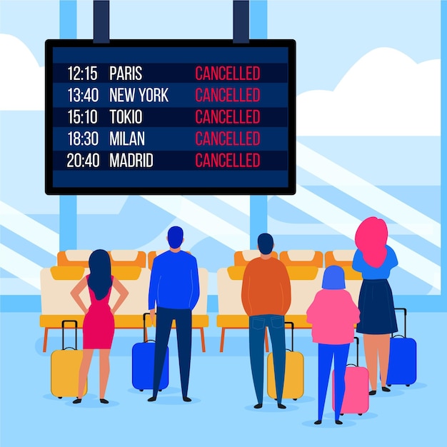 Free vector cancelled flight illustration concept