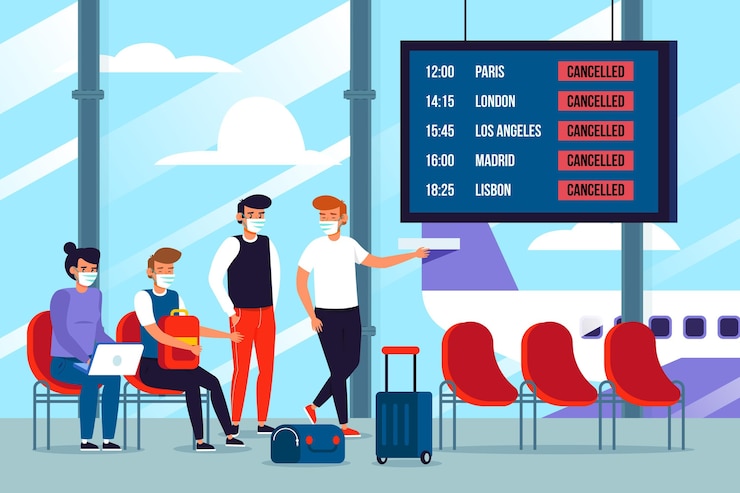 मुफ़्त वेक्टर cancelled flight with passengers