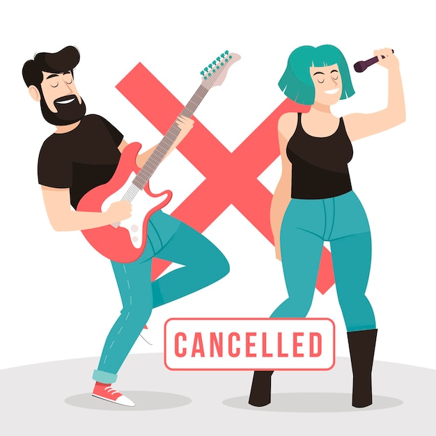 Free vector cancelled musical events concept