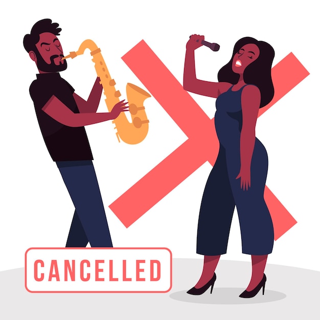 Free vector cancelled musical events concept