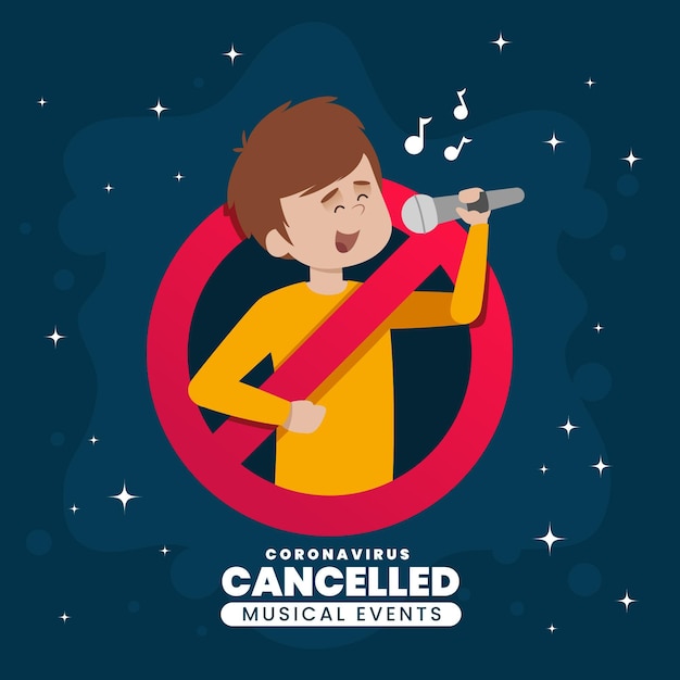 Free vector cancelled musical events with person and microphone