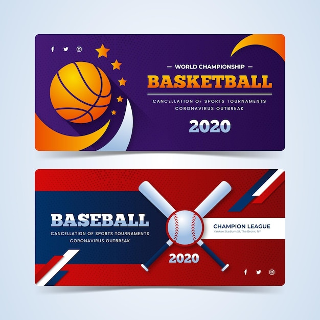 Free vector cancelled sport events banners