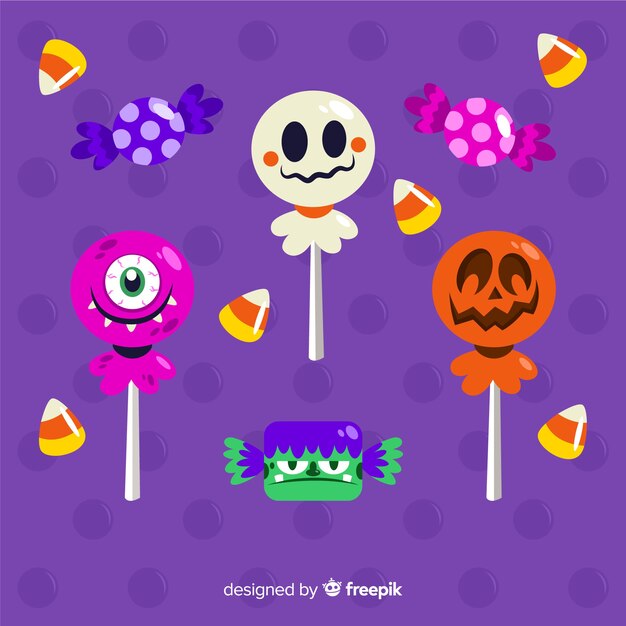 Candies decorated with halloween elements