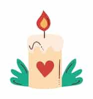 Free vector candle with heart