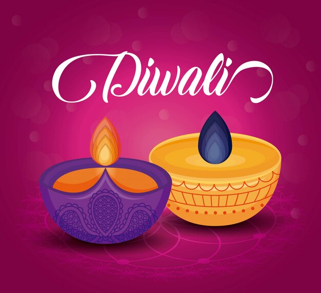 Free vector candles diwali festival