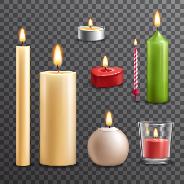 Candles transparent set