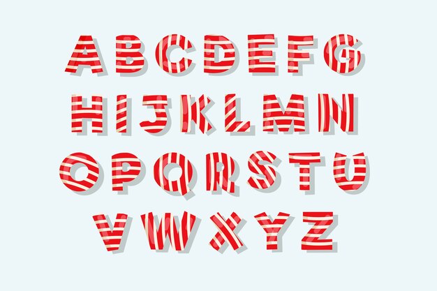 Candy cane christmas alphabet pack