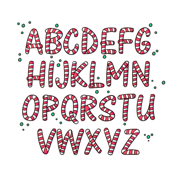 Free vector candy cane christmas alphabet pack