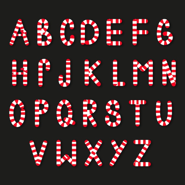 Free vector candy cane christmas alphabet pack