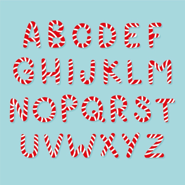 Candy cane christmas alphabet set