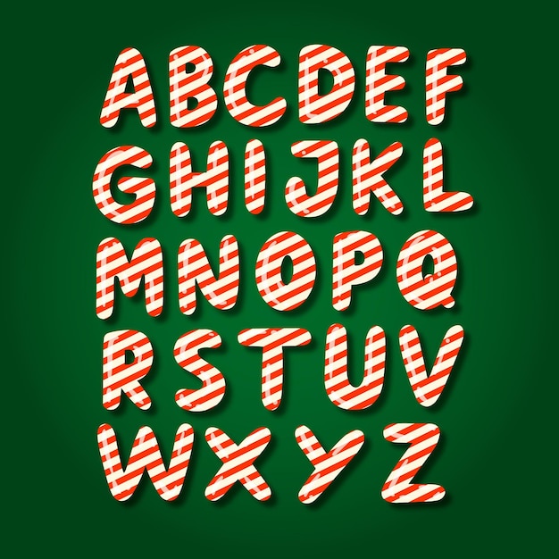 Free vector candy cane christmas alphabet set