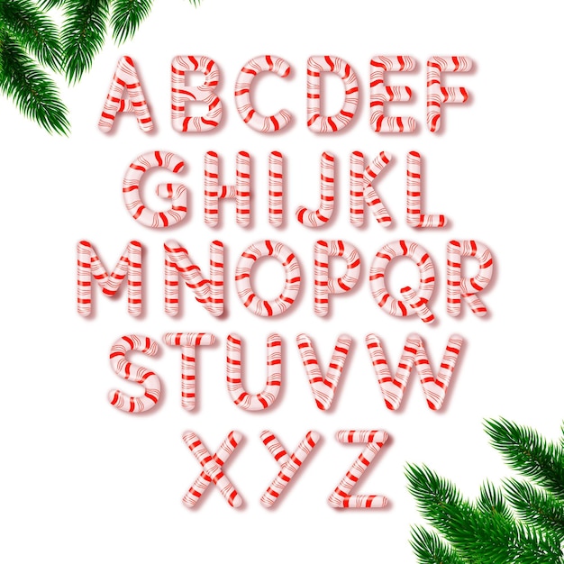 Candy cane christmas alphabet set