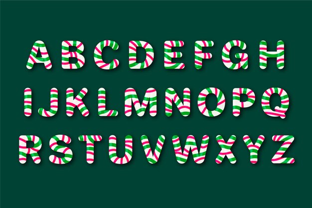 Candy cane christmas alphabet set