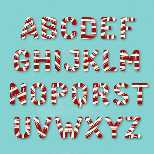 Free vector candy cane christmas alphabet