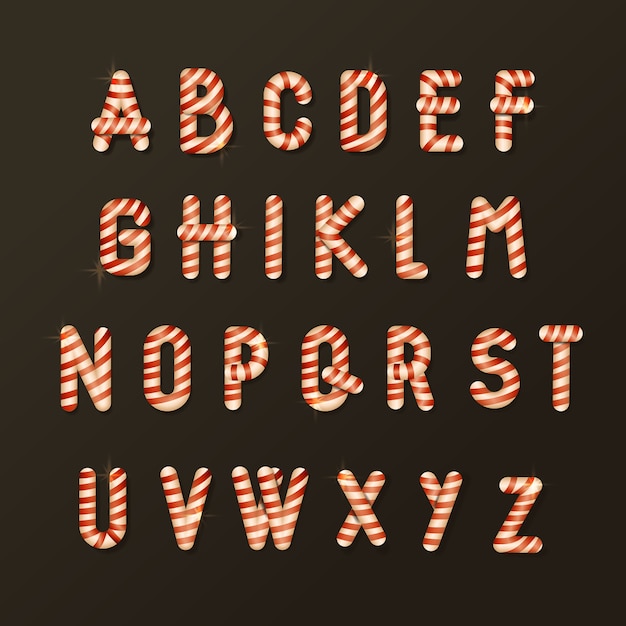 Candy cane christmas alphabet