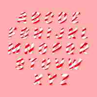 Free vector candy cane christmas alphabet