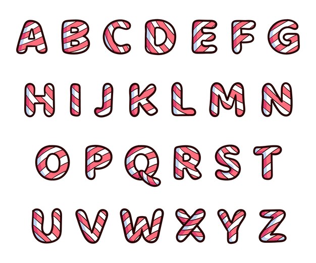 Candy cane christmas alphabet