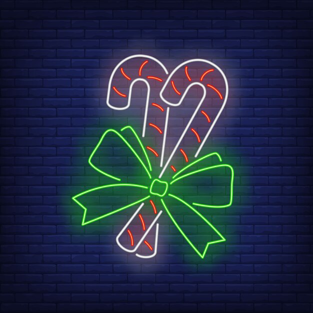 Candy canes in neon style