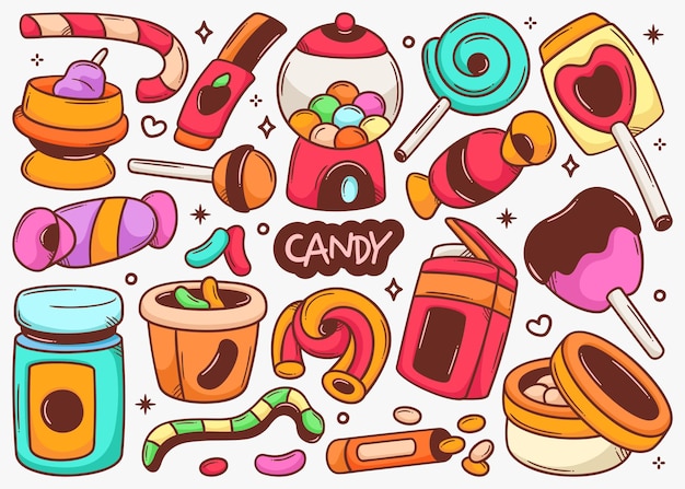 Free vector candy doodle hand drawn color vector collection