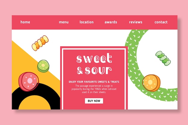 Free vector candy landing page template