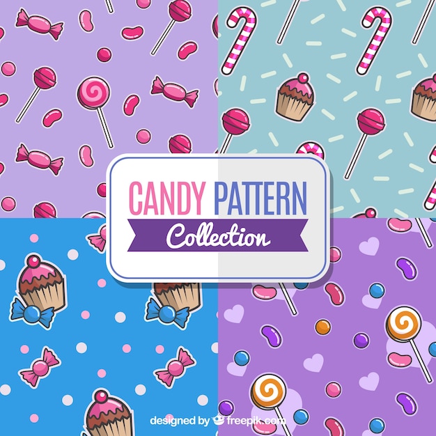 Free vector candy patterns collection with different colors