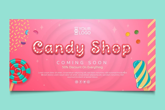 Free vector candy shop banner template