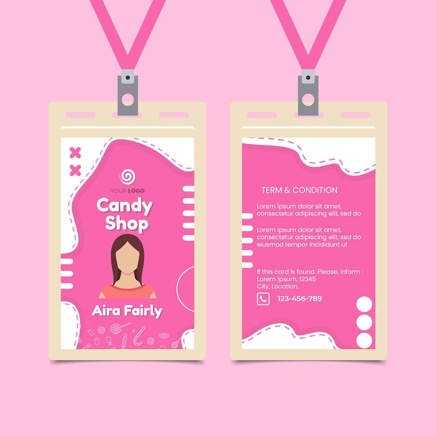 Free vector candy shop id card template