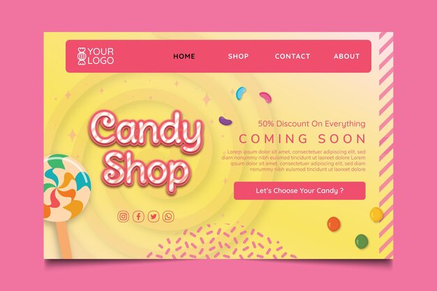 Candy shop landing page template