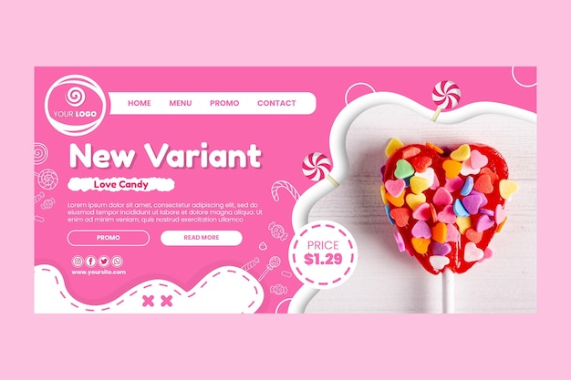 Free vector candy shop landing page