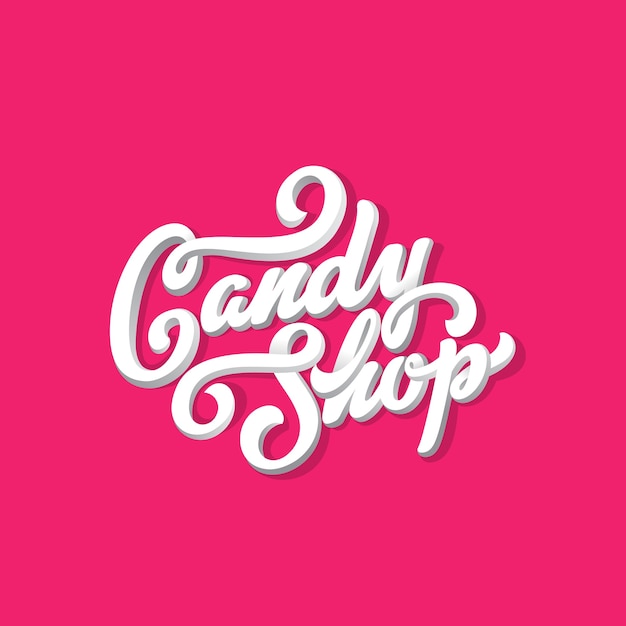 Candy Shop Lettering Calligraphic vintage design composition