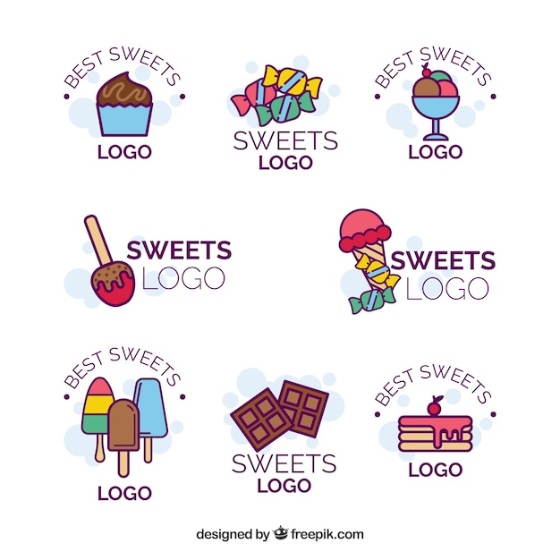 Free vector candy shop logos collection for companies