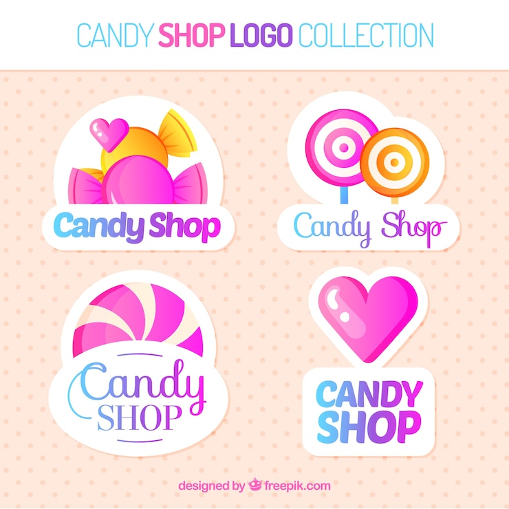 Free Vector candy shop logos collection for companies