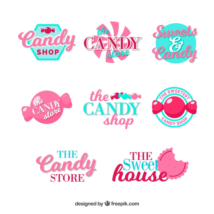 Free Vector candy shop logos collection for companies