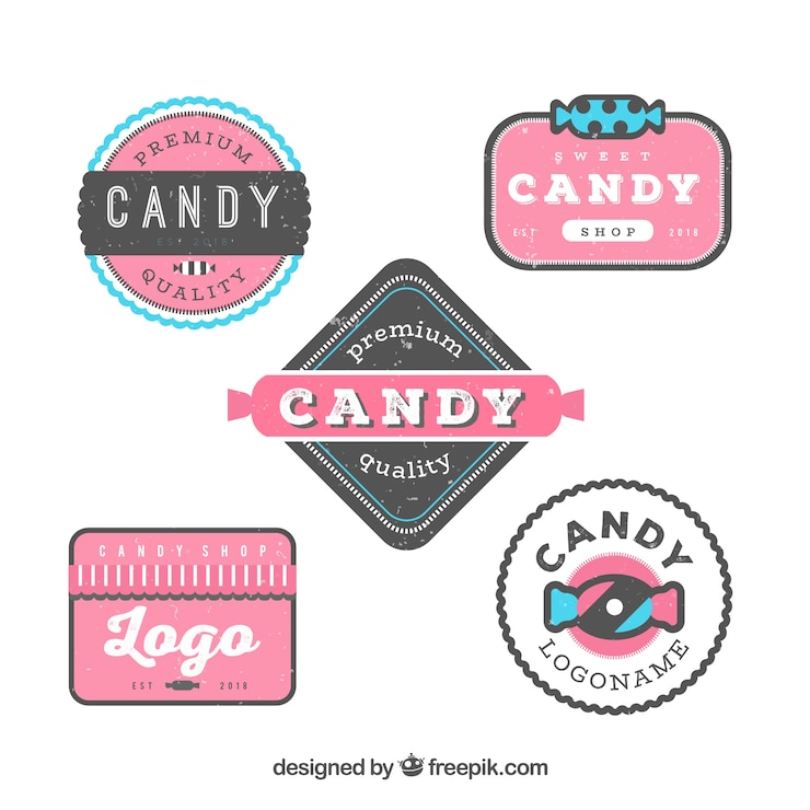Free Vector candy shop logos collection for companies