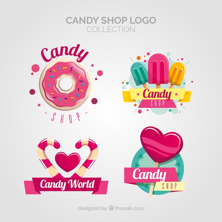 Free Vector candy shop logos collection for companies