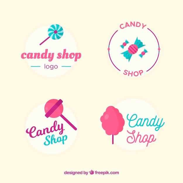 Vettore gratuito collezione di loghi del negozio di caramelle per le aziende